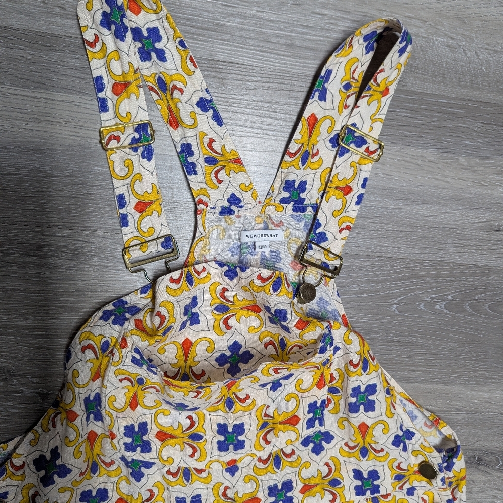WeWoreWhat 100% Linen Shortalls Size M Romper Bib Overall - Picture 3 of 11